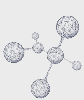 Estructura alámbrica con forma de átomos