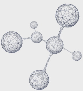 Estructura alámbrica con forma de átomos